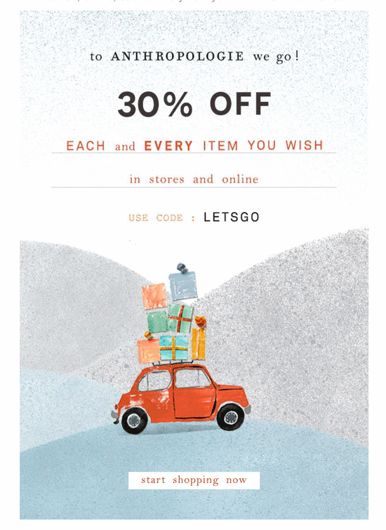 Animated GIF in the email by Anthropologie