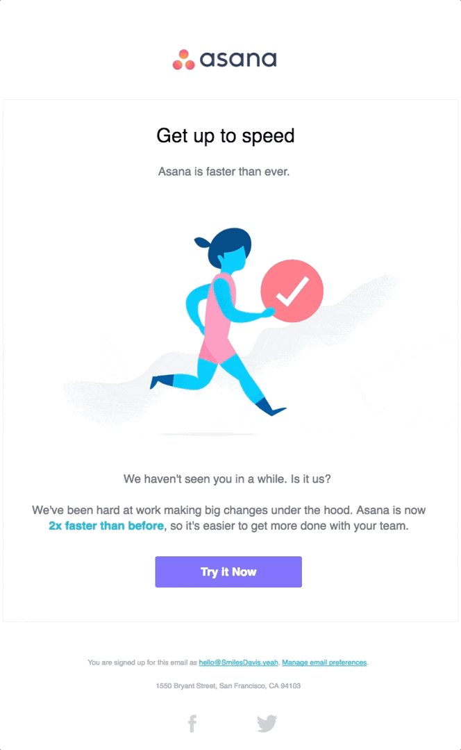 Animated GIF in the email by Asana