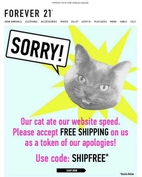 Apology email by Forever 21