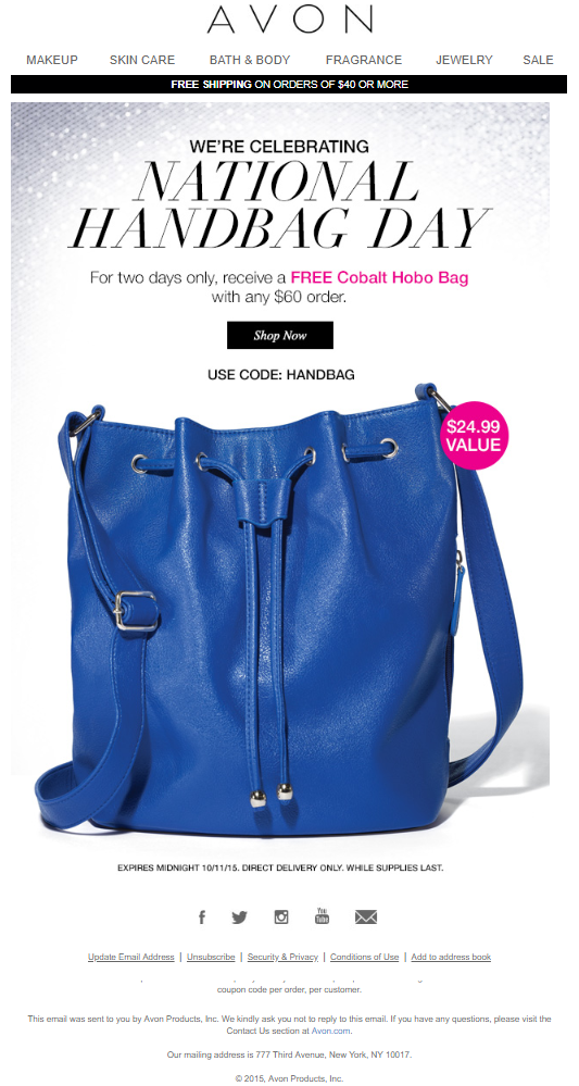 Best email content for Handbag Day