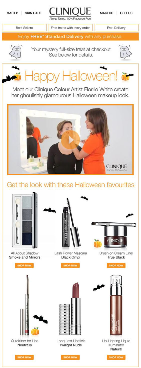 Halloween email by Clinique
