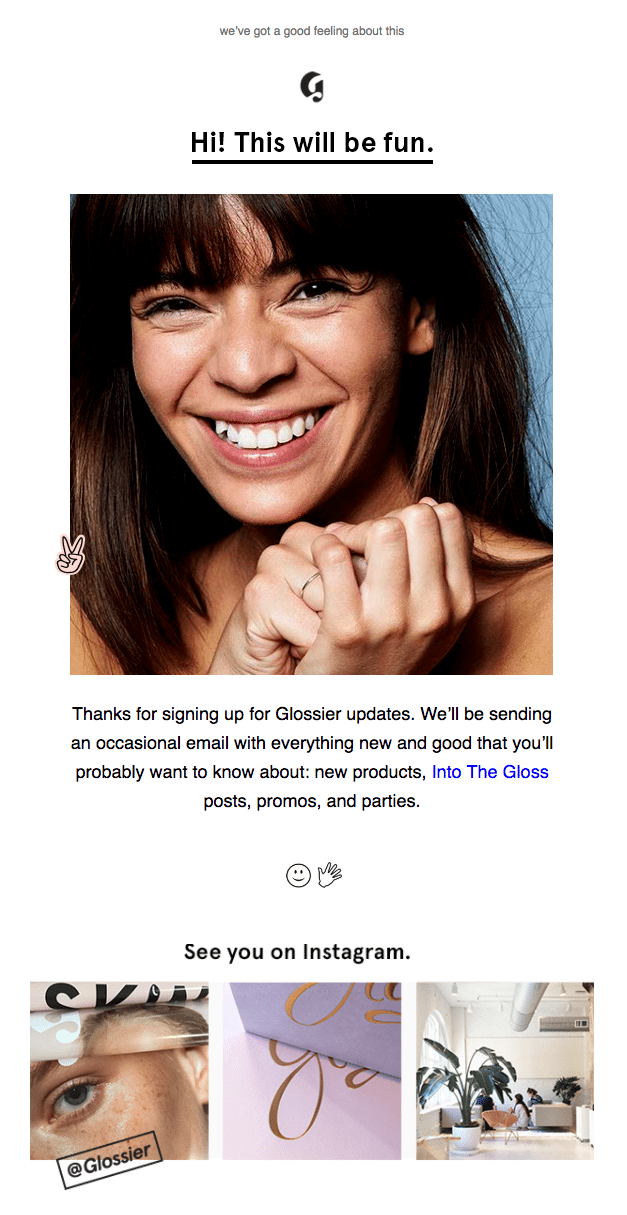 Glossier uses emoji in their campaign