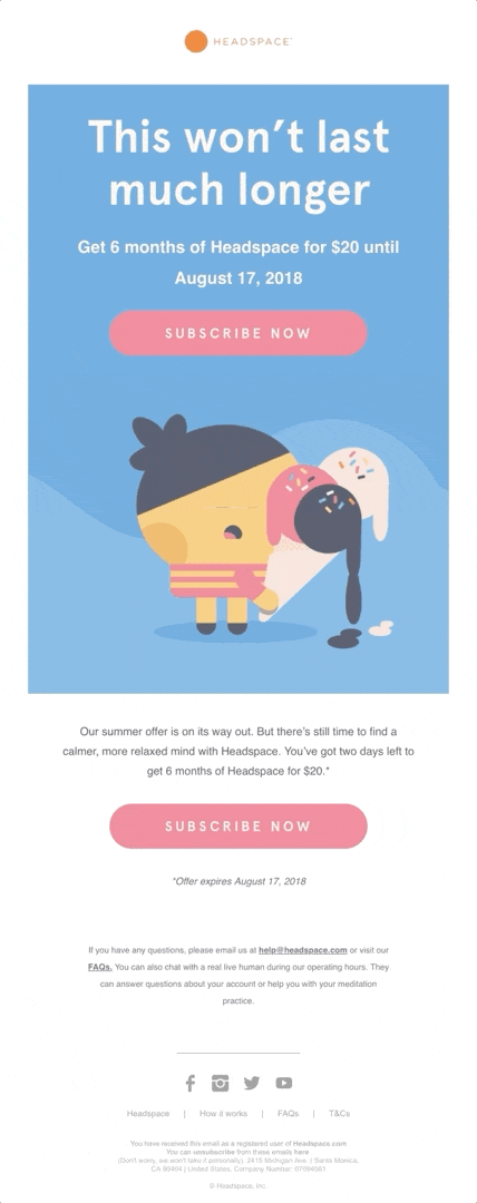 Animated GIF in the email by Headspace