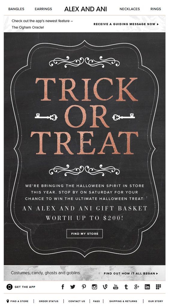 Halloween email by Alex and Ani