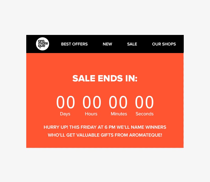 Promo email with a countdown timer