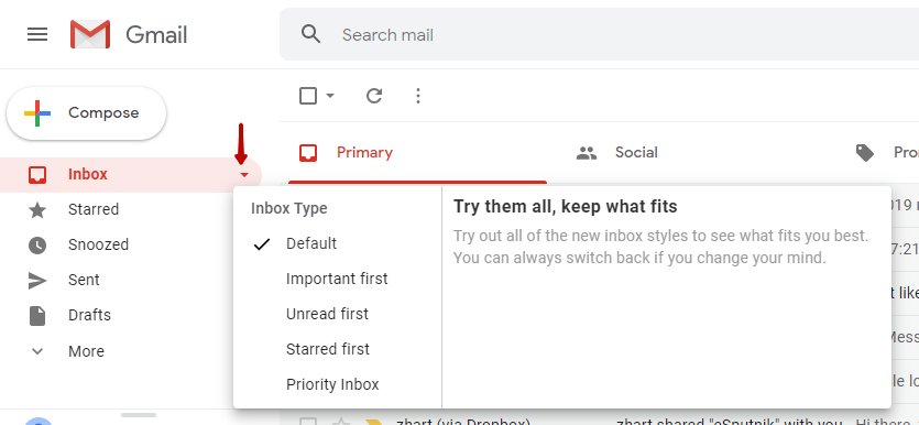 Default Inbox Type