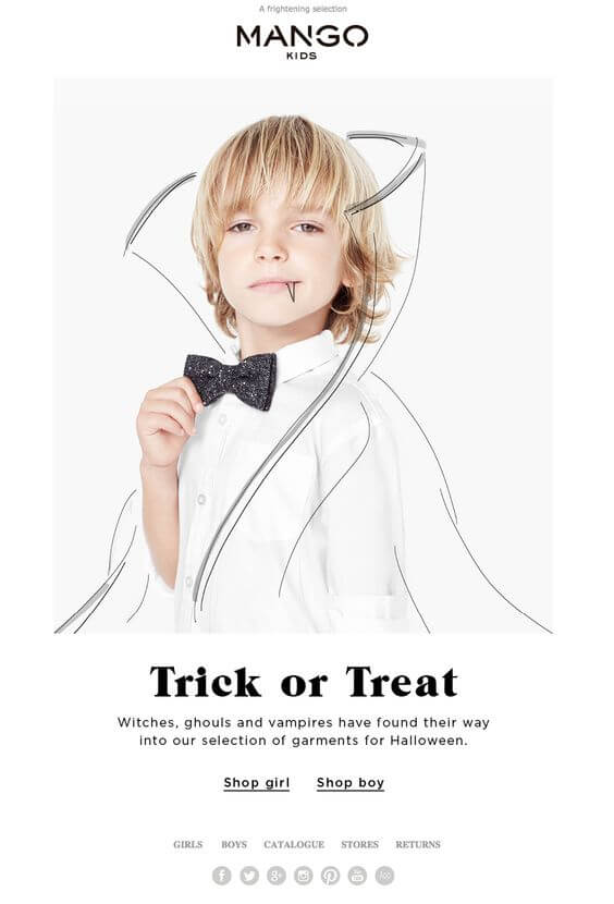 Halloween email by Mango