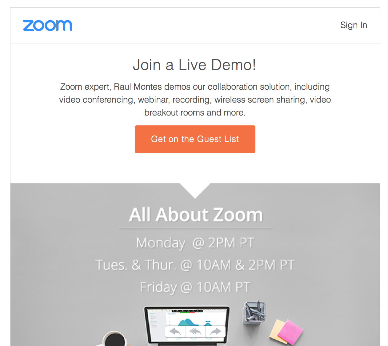Long CTA button example by Zoom