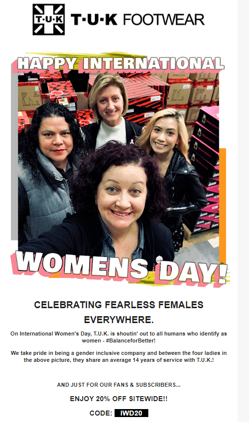 International Women’s Day email examples