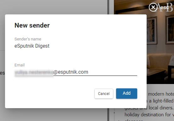 How to add a sender name in the eSputnik system