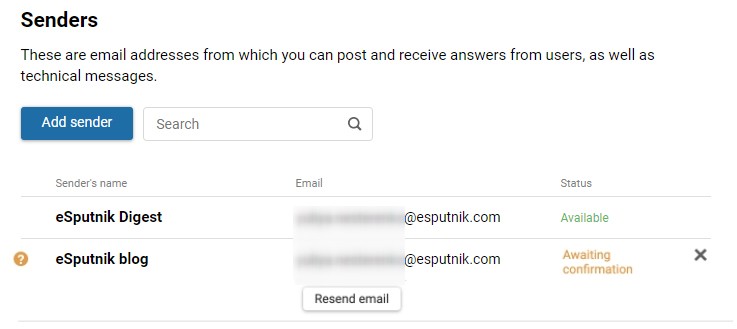 How to add a sender name in the eSputnik system