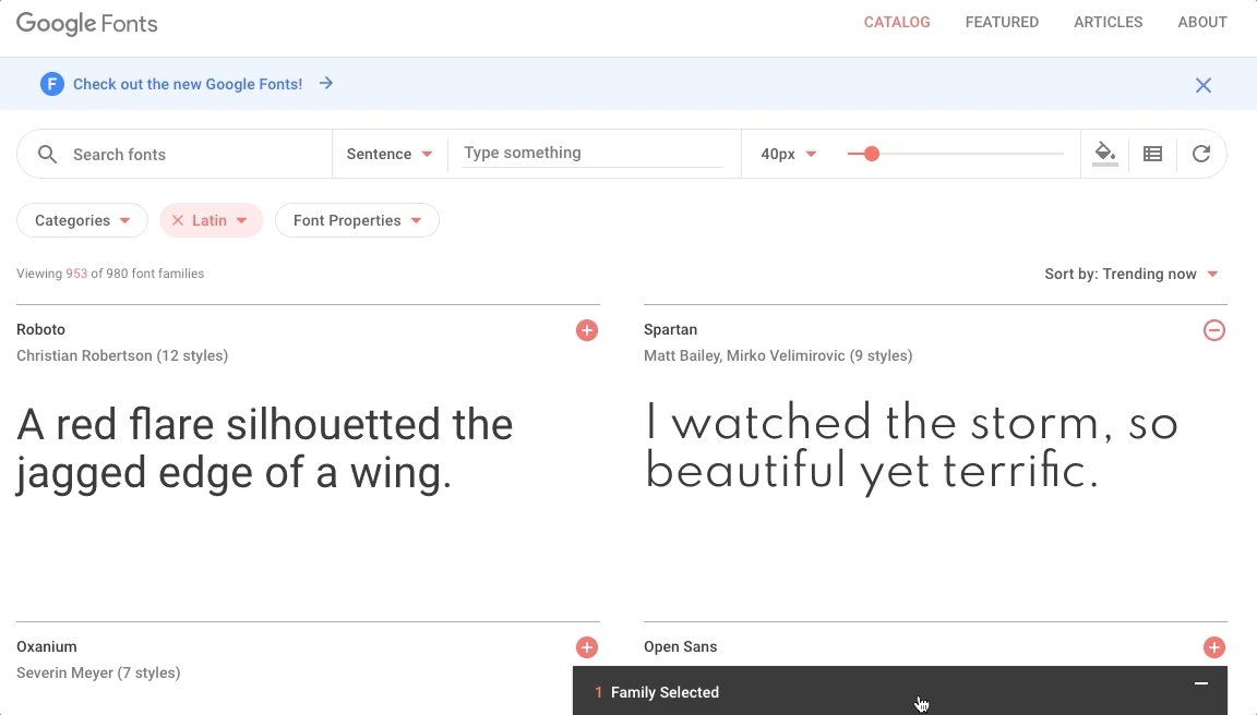 Select the font style in Google fonts