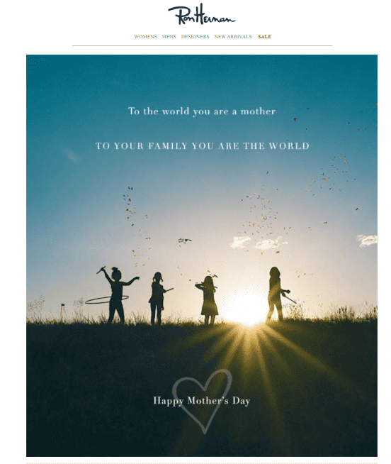 Mother's Day promo email example