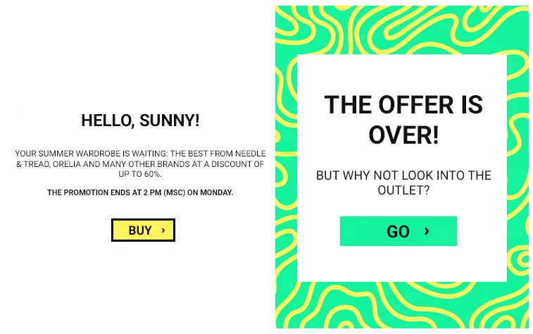 banner  in email from asos company