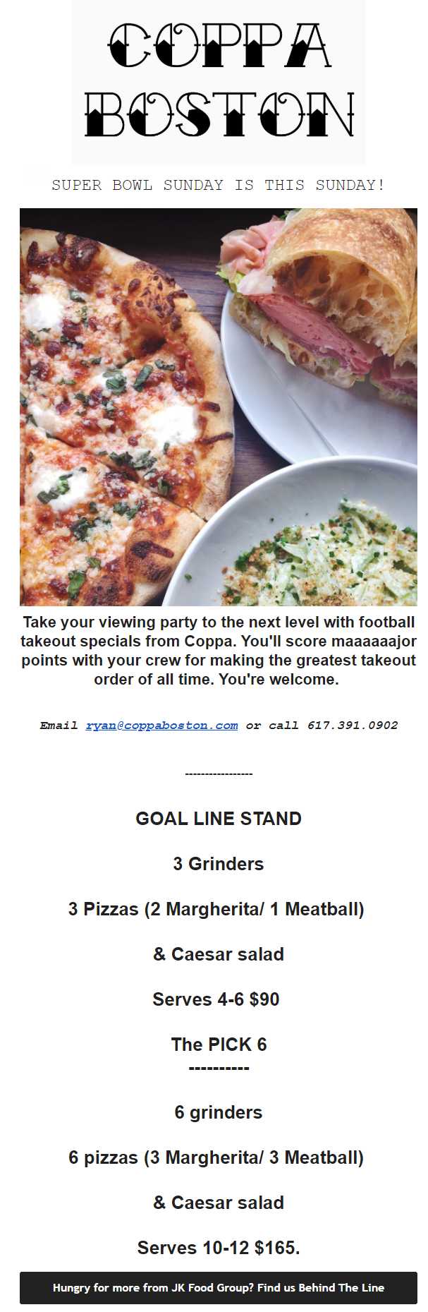 Restaurant email examples