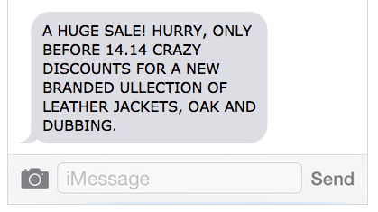 bad sms example with typos