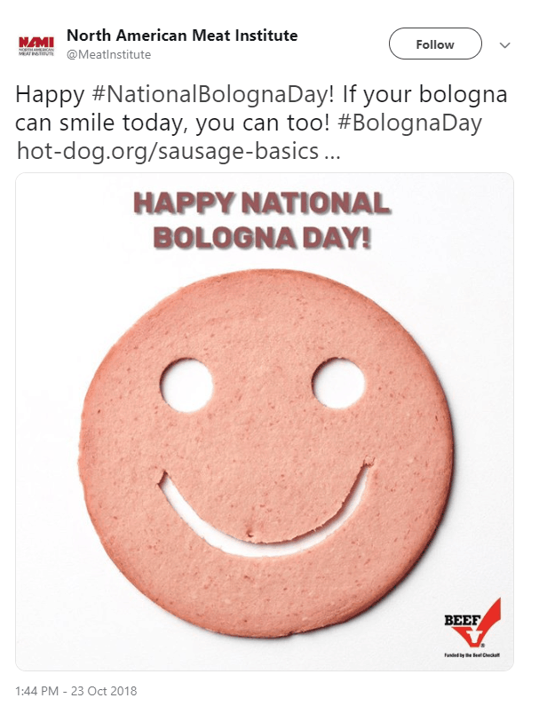 Facebook post for National Bologna Day