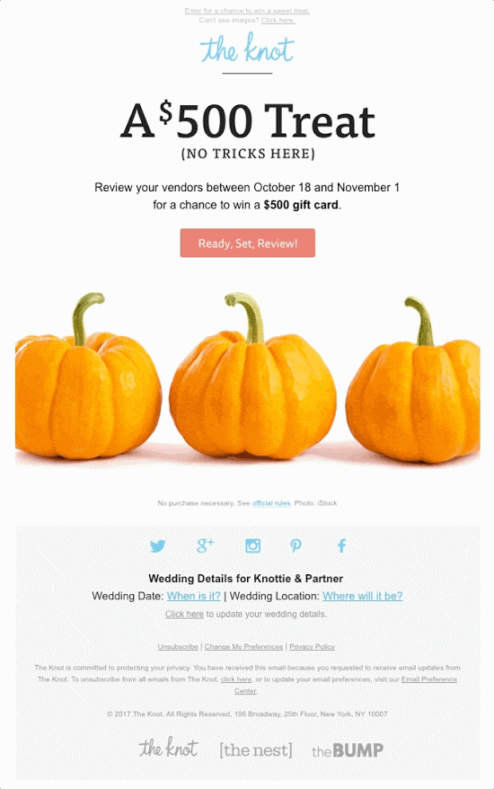 Email content examples: Halloween campaign