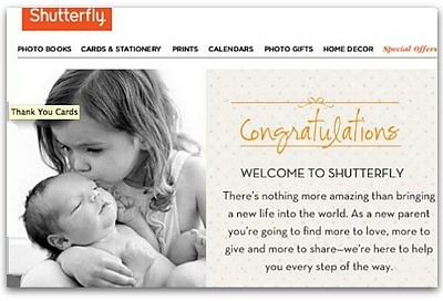 Congratulation email by Shutterfly