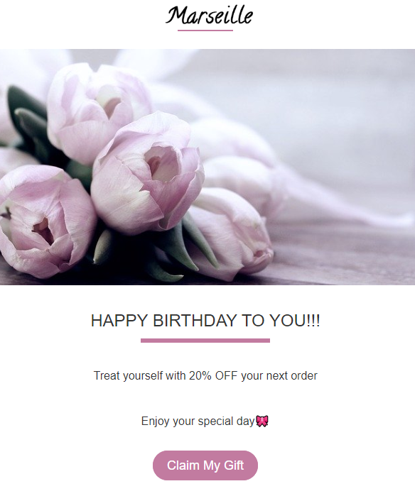 Birthday email template