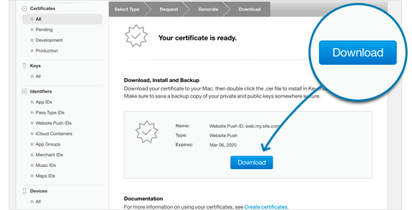 Download the certificate
